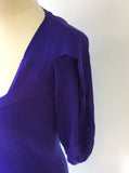 KAREN MILLEN PURPLE WOOL & SILK SHORT SLEEVE JUMPER SIZE 3 UK 12/14 - Whispers Dress Agency - Sold - 2