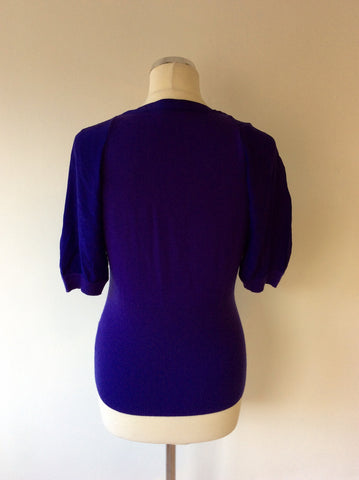 KAREN MILLEN PURPLE WOOL & SILK SHORT SLEEVE JUMPER SIZE 3 UK 12/14 - Whispers Dress Agency - Sold - 3