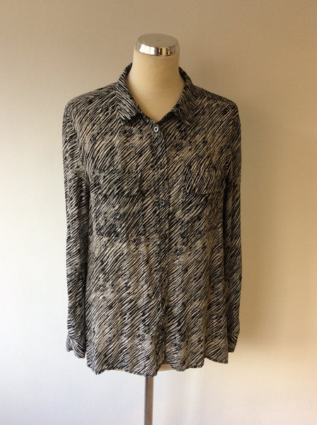 WHISTLES BLACK & CREAM PRINT SILK BLOUSE SIZE 14 - Whispers Dress Agency - Womens Shirts & Blouses - 1