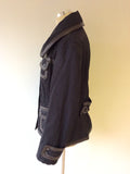 MARC AUREL BLACK & BROWN FAUX LEATHER TRIM JACKET SIZE 40 UK 12 - Whispers Dress Agency - Sold - 5