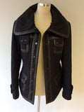 MARC AUREL BLACK & BROWN FAUX LEATHER TRIM JACKET SIZE 40 UK 12 - Whispers Dress Agency - Sold - 9