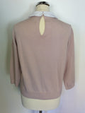 KAREN MILLEN PALE PINK/ NUDE WITH WHITE COLLARED JUMPER SIZE L