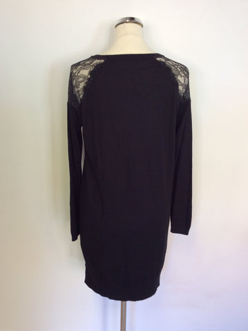 WHISTLES BLACK KNIT LACE SHOULDER DRESS SIZE 8