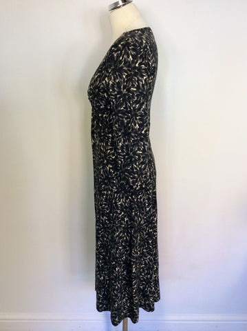 LK BENNETT BLACK,GREY & WHITE PRINT DRESS SIZE 12