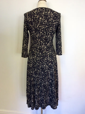 LK BENNETT BLACK,GREY & WHITE PRINT DRESS SIZE 12