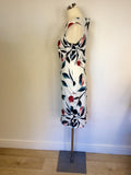 MARKS & SPENCER WHITE FLORAL PRINT PENCIL DRESS SIZE 12