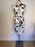 MARKS & SPENCER WHITE FLORAL PRINT PENCIL DRESS SIZE 12