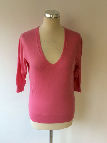 WINSER LONDON PINK V NECK COTTON & CASHMERE JUMPER SIZE M - Whispers Dress Agency - Womens Knitwear - 1