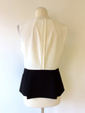 REISS ORCHID BLACK & WHITE PEPLUM TOP SIZE 12 - Whispers Dress Agency - Womens Tops - 4