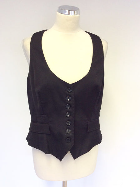 KAREN MILLEN BLACK WOOL BLEND WAISTCOAT SIZE 16 - Whispers Dress Agency - Sold - 1