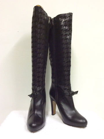 BRAND NEW REBECA SANVER BLACK ALL LEATHER KNEE HIGH BOOTS SIZE 6/39 - Whispers Dress Agency - Womens Boots - 1