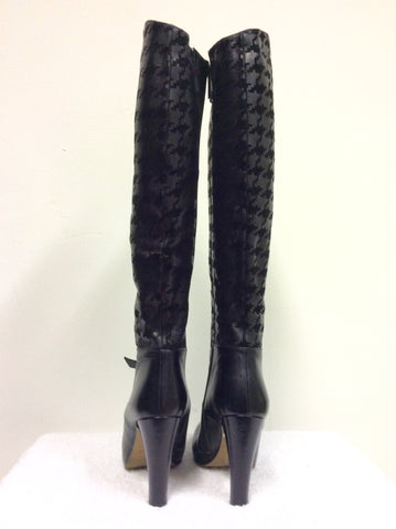 BRAND NEW REBECA SANVER BLACK ALL LEATHER KNEE HIGH BOOTS SIZE 6/39 - Whispers Dress Agency - Womens Boots - 4