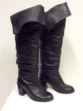 OFFICE BLACK LEATHER OVER KNEE/KNEE LENGTH BOOTS SIZE 6/39 - Whispers Dress Agency - Womens Boots - 3
