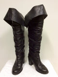 OFFICE BLACK LEATHER OVER KNEE/KNEE LENGTH BOOTS SIZE 6/39 - Whispers Dress Agency - Womens Boots - 2