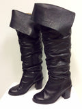 OFFICE BLACK LEATHER OVER KNEE/KNEE LENGTH BOOTS SIZE 6/39 - Whispers Dress Agency - Womens Boots - 4