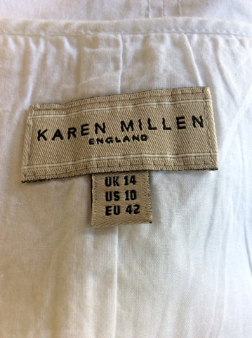 KAREN MILLEN WHITE BUTTERFLY TRIM COTTON SKIRT SIZE 14