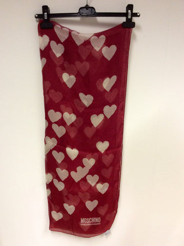 MOSCHINO CHEAP AND CHIC RED SILK HEART SCARF