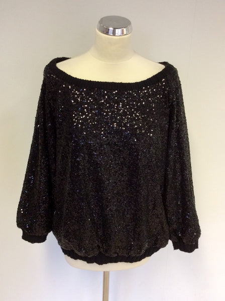 ZARA BLACK SEQUINNED KNIT JUMPER SIZE M - Whispers Dress Agency - Womens Knitwear - 1