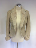 ARMANI EXCHANGE CREAM RABBIT FUR LINED & TRIM JACKET SIZE S - Whispers Dress Agency - Womens Coats & Jackets - 2