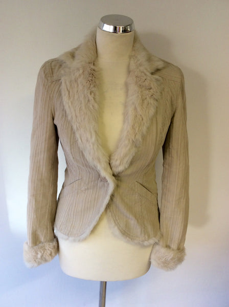 ARMANI EXCHANGE CREAM RABBIT FUR LINED & TRIM JACKET SIZE S - Whispers Dress Agency - Womens Coats & Jackets - 1