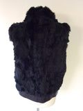 HOLLIES STOCKHOLM BLACK LEATHER & RABBIT FUR GILET SIZE 44 UK 16 - Whispers Dress Agency - Womens Gilets & Body Warmers - 5