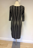 HOBBS BLACK & WHITE PRINT STRETCH JERSEY DRESS SIZE 10