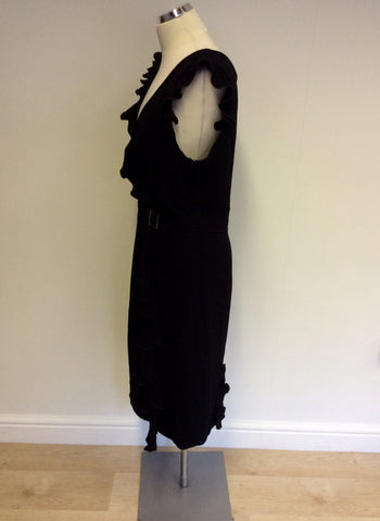 BRAND NEW KAREN MILLEN BLACK FRILL TRIM DRESS SIZE 16 - Whispers Dress Agency - Womens Dresses - 4