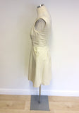 REISS CREAM SCOOP NECKLINE PLEATED TRIM OCCASION DRESS SIZE 8