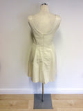 REISS CREAM SCOOP NECKLINE PLEATED TRIM OCCASION DRESS SIZE 8