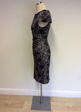 KAREN MILLEN BLACK & BROWN SNAKESKIN PRINT PENCIL DRESS SIZE 10 - Whispers Dress Agency - Sold - 3