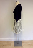 KAREN MILLEN NAVY BLUE & WHITE FINE KNIT DRESS SIZE 2 UK 10/12 - Whispers Dress Agency - Womens Dresses - 4