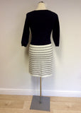 KAREN MILLEN NAVY BLUE & WHITE FINE KNIT DRESS SIZE 2 UK 10/12 - Whispers Dress Agency - Womens Dresses - 5