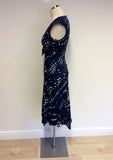 KAREN MILLEN BLUE & WHITE PRINT DRESS SIZE 10 - Whispers Dress Agency - Womens Dresses - 3