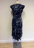 KAREN MILLEN BLUE & WHITE PRINT DRESS SIZE 10 - Whispers Dress Agency - Womens Dresses - 4