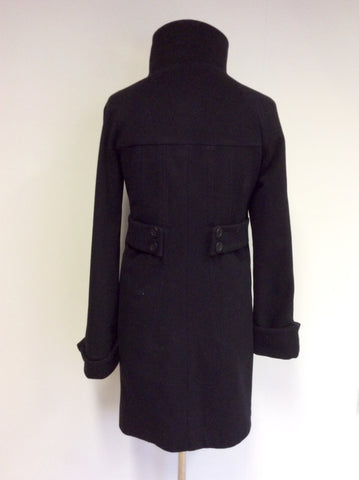 REISS BLACK WOOL BLEND KNEE LENGTH COAT SIZE XS - Whispers Dress Agency - Womens Coats & Jackets - 4