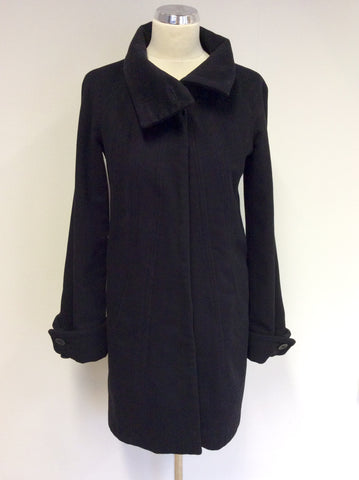 REISS BLACK WOOL BLEND KNEE LENGTH COAT SIZE XS - Whispers Dress Agency - Womens Coats & Jackets - 2