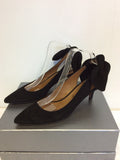 HOBBS 30 th ANNIVERSARY BLACK SUEDE BOW TRIM SLINGBACK HEELS SIZE 7/39.5