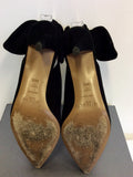 HOBBS 30 th ANNIVERSARY BLACK SUEDE BOW TRIM SLINGBACK HEELS SIZE 7/39.5