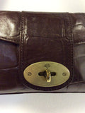 MULBERRY DARK BROWN SMALL CROC LEATHER SHOULDER BAG