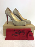 CHRISTIAN LOUBOUTIN BEIGE SUEDE HEELS SIZE 7/41