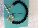 BRAND NEW TIFFANY & CO BLACK ONYX BEADED & STIRLING SILVER TOGGLE BRACELET - Whispers Dress Agency - Womens Jewellery - 3