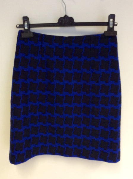 HOBBS BLUE & BLACK CHECK WOOL BLEND SKIRT SIZE UK 8