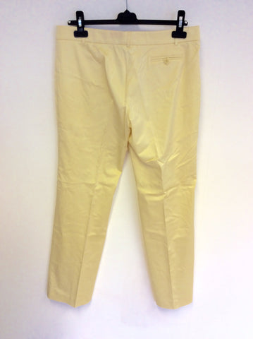 WHISTLES PALE LEMON COTTON BLEND TROUSERS SIZE 14