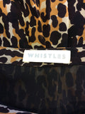 WHISTLES LEOPARD PRINT PLEATED CALF LENGTH SKIRT SIZE 10