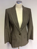 KAREN MILLEN GREY PINSTRIPE WOOL BLEND TROUSER SUIT SIZE 10