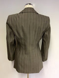 KAREN MILLEN GREY PINSTRIPE WOOL BLEND TROUSER SUIT SIZE 10