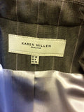 KAREN MILLEN GREY PINSTRIPE WOOL BLEND TROUSER SUIT SIZE 10