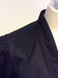 JAEGER BLACK COTTON & SILK TRIM 3/4 LENGTH SLEEVES JACKET SIZE 14