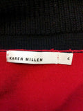 KAREN MILLEN BLACK & RED WOOL BLEND KNIT DRESS SIZE 4 UK 14/16