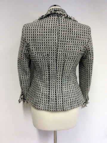 KAREN MILLEN BLACK & WHITE WEAVE JACKET SIZE 8